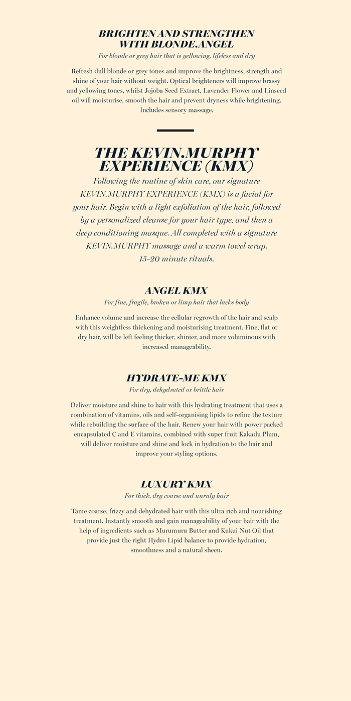KEVIN.MURPHY Treatment Menu