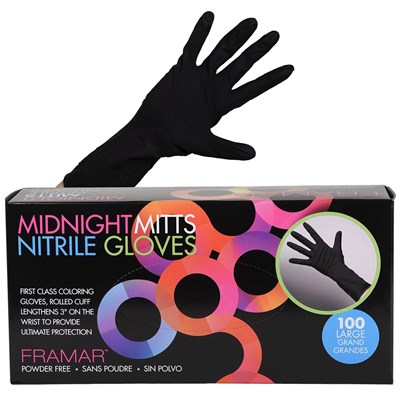 Framar Midnight Mitts Nitrile Gloves 100 ct. Large