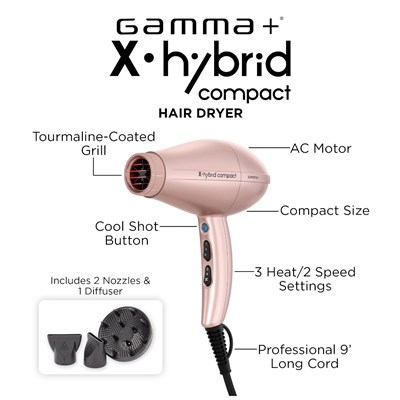 Gamma+ X-Hybrid Compact AC Hair Dryer - Rose Gold
