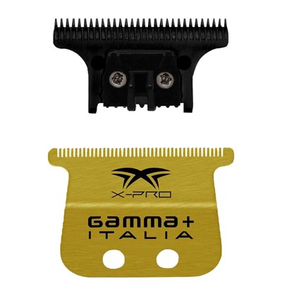 Gamma+ Replacement X-Pro Wide Gold Titanium Blade with Black Diamond The One Cutting Trimmer Set 2 pc.