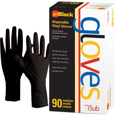 Product Club Jet Black Disposable Vinyl Gloves- Medium 90 ct.