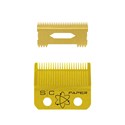 StyleCraft Replacement Fixed Gold Titanium Faper Hair Clipper Blade with Moving Slim Deep Cutter Set 2 pc.