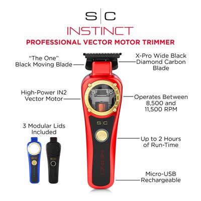 StyleCraft Instinct Professional IN2 Vector Motor Cordless Hair Trimmer with Intuitive Torque Control